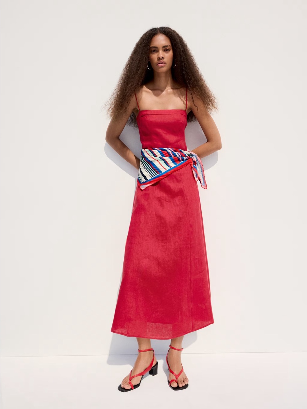 NWT (size 4) Mango 100% LINEN DRESS WITH STITCH DETAILING